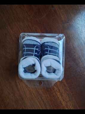 Swiggles Navy Blue and White Striped Baby Booties Socks Size 0-12 Months